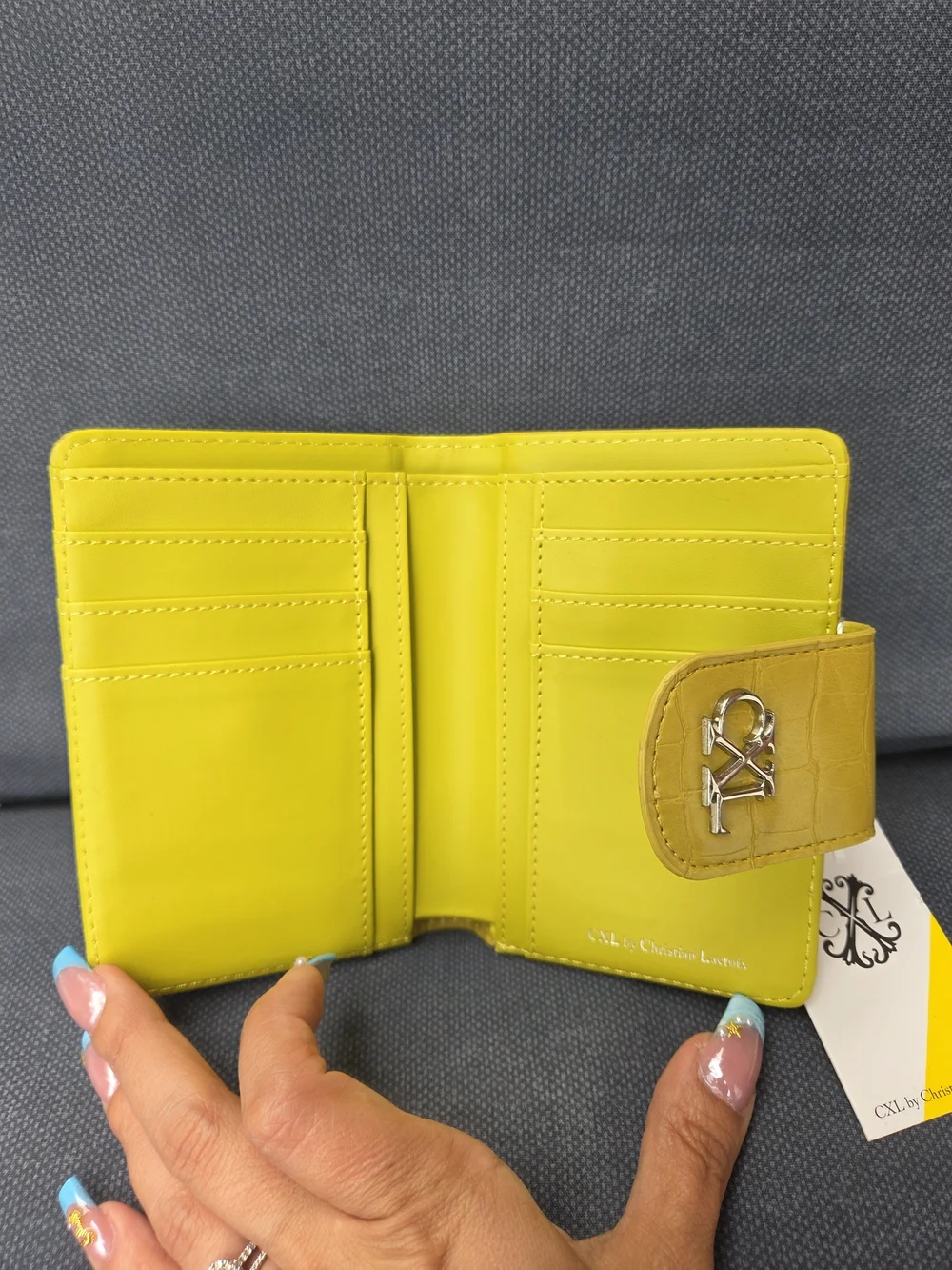 CXL by Christian Lacroix Forestis Croc Bi-Fold Wallet Cardholder Olive Greeb